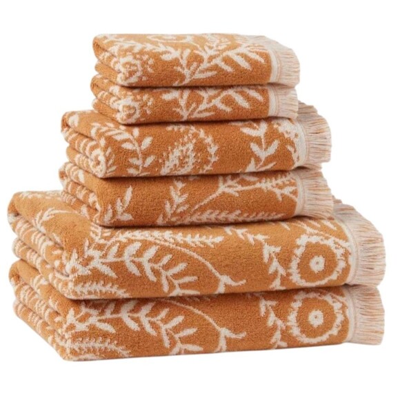 Threshold 6pc Butterscotch Yellow Cotton Towel Set 2 Bath 2‎ Hand 2Tip - Picture 5 of 9